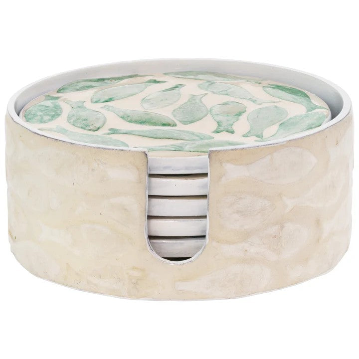 Mother Of Pearl Swirling Fish Coasters (Set of 6)