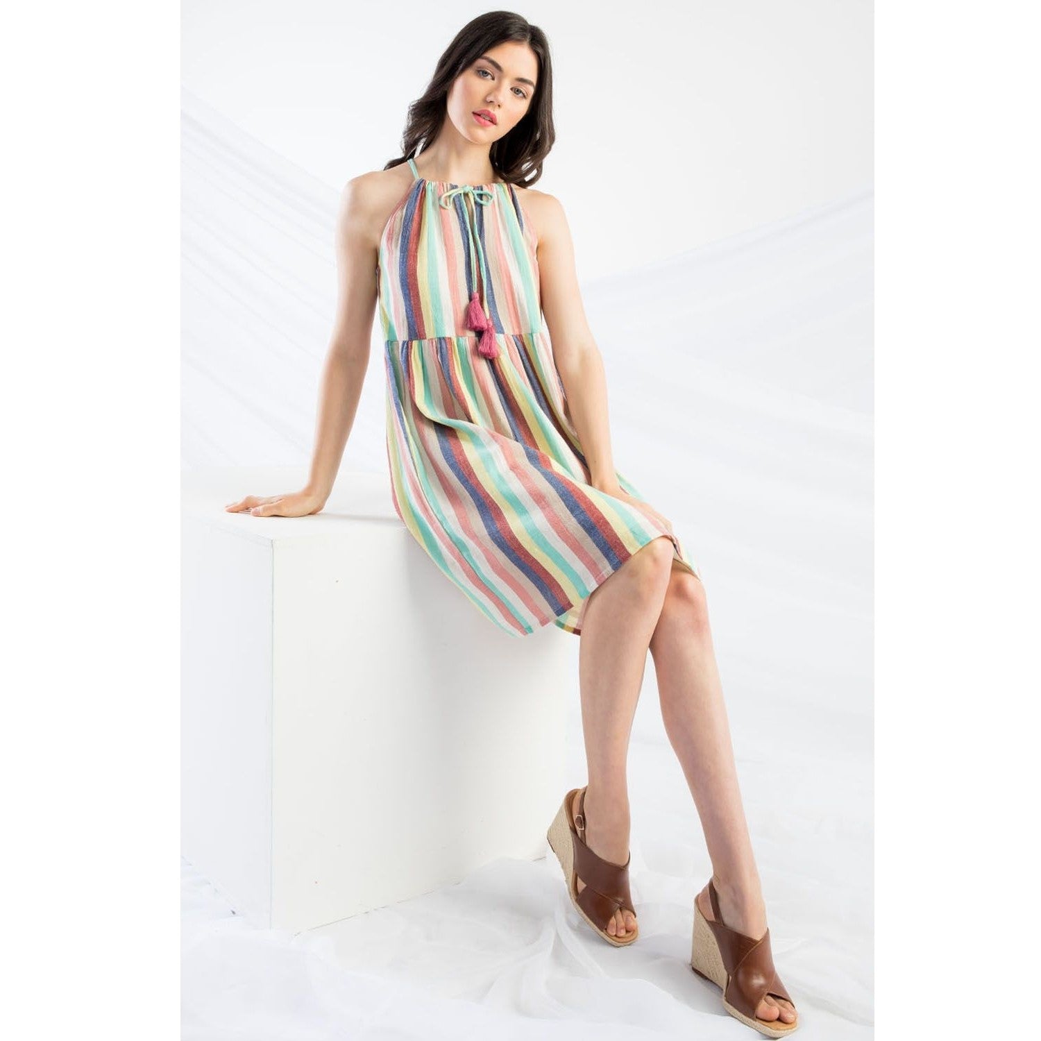 THML Multicolored Striped Sun Dress (assorted sizes)