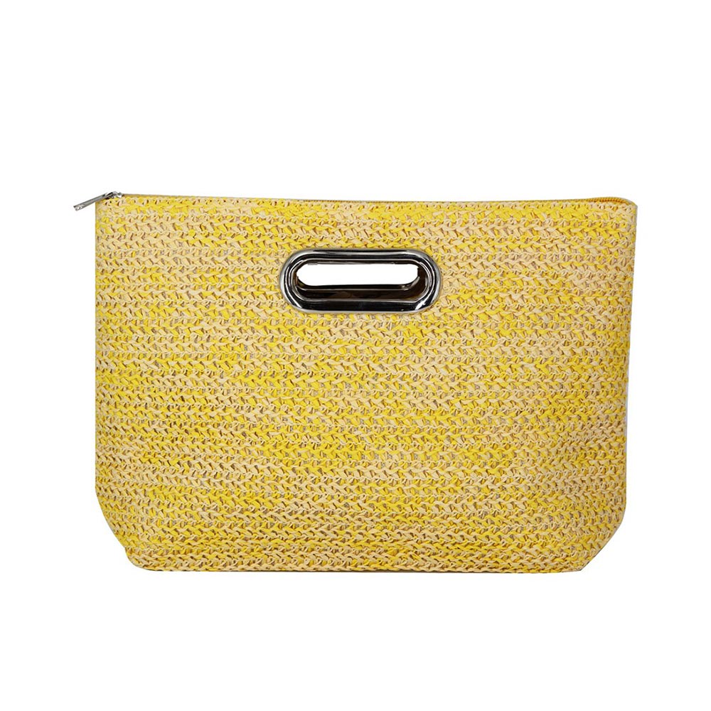 Straw Clutch Bag Purse (Mustard Yellow)