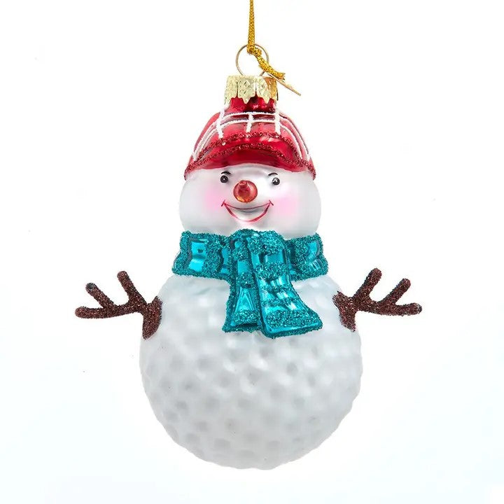 Glass Golf Ball Snowman Christmas Tree Ornament