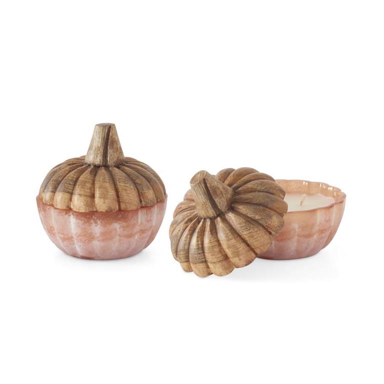 Orange Textured Glass 2 Wick Pumpkin Candle