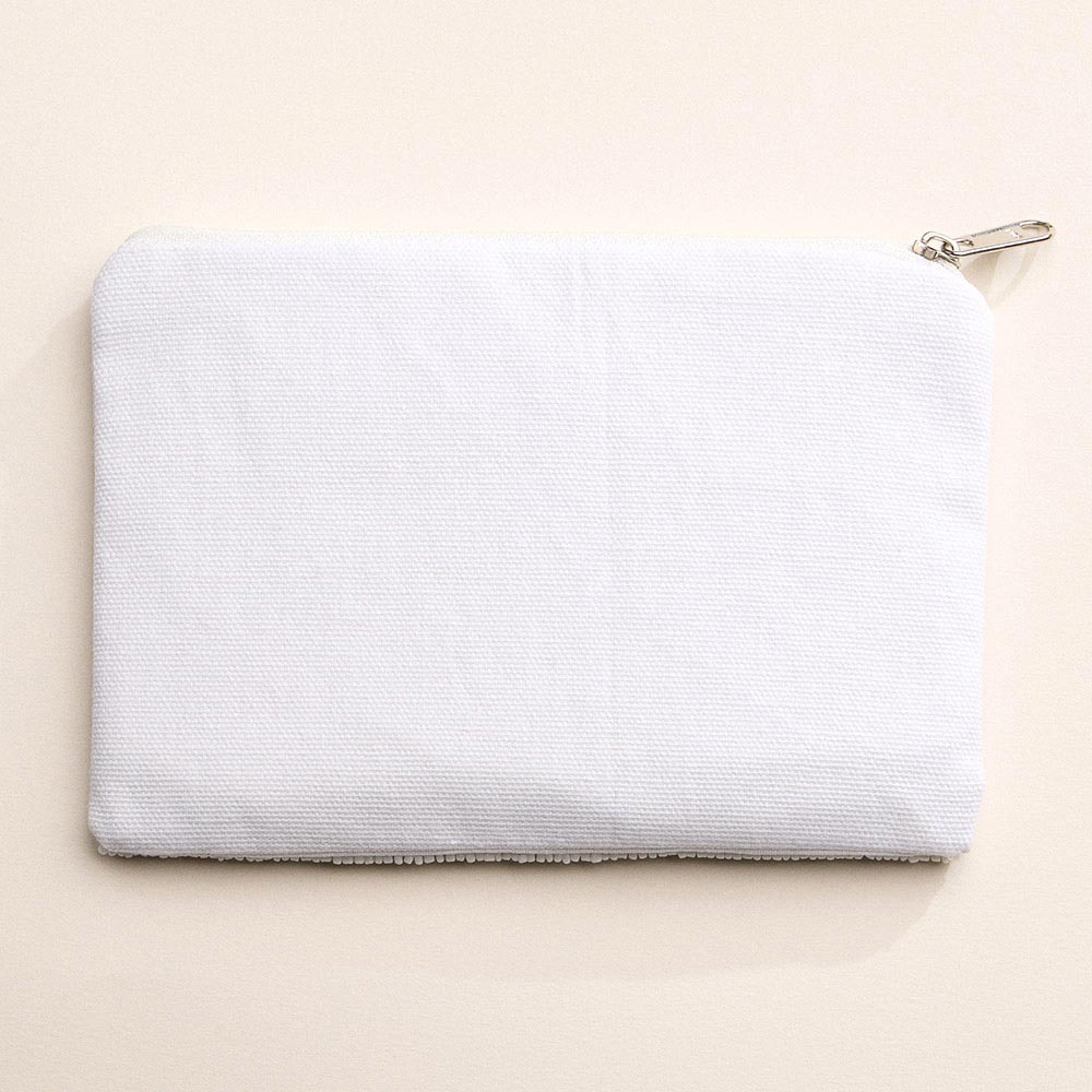 Pencil Bow Striped Seed Beaded Pouch Bag Coin Purse