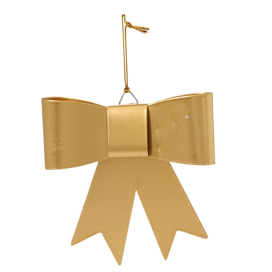 Gold Metal Bow Christmas Tree Ornament