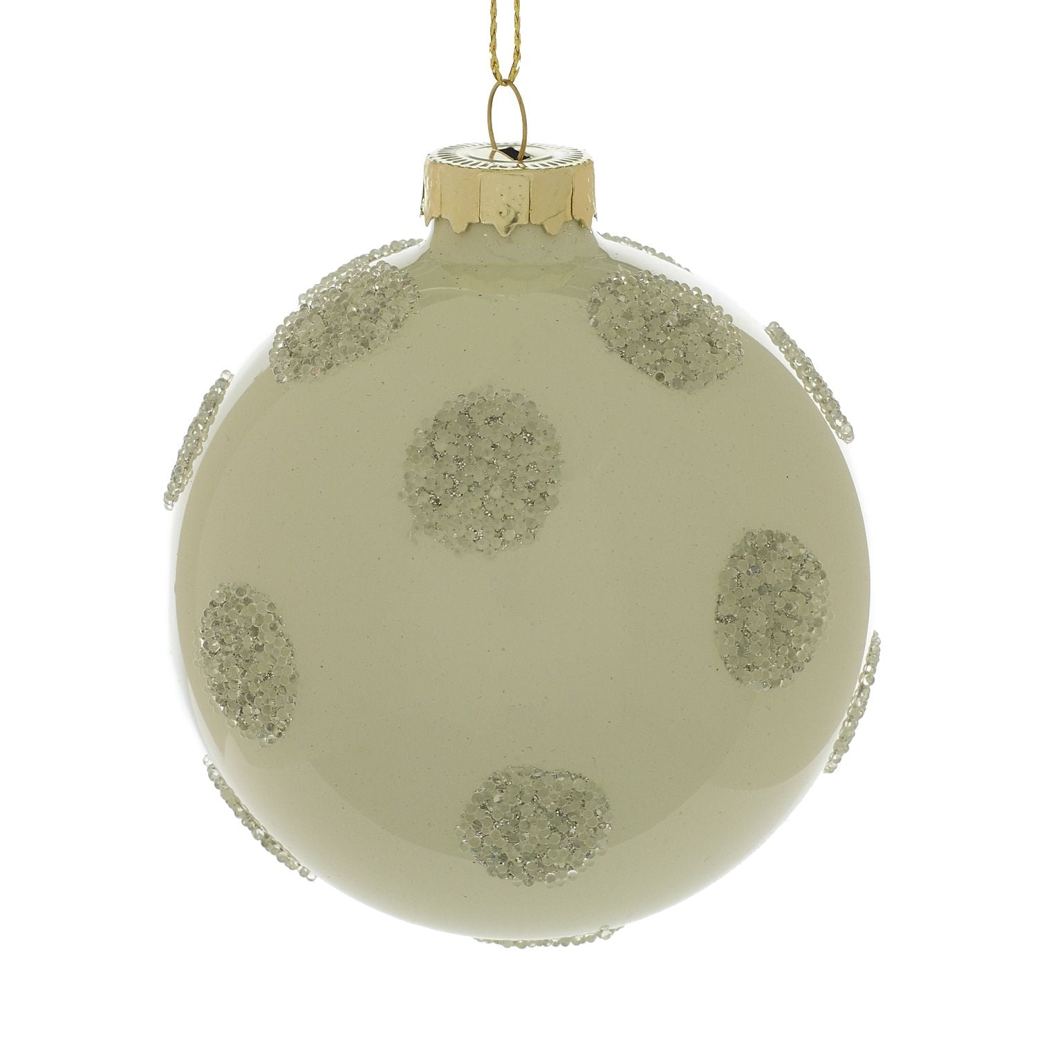 Polka Dot Glass Christmas Tree Ball Ornament (Silver, Set of 6)