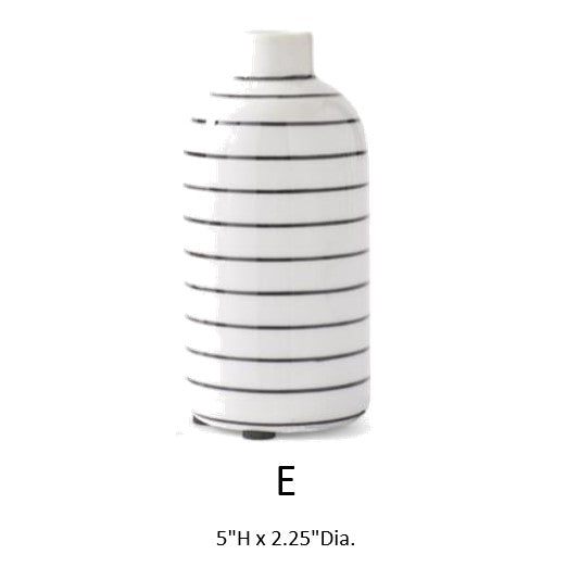 Porcelain White and Black Striped Budvase - E
