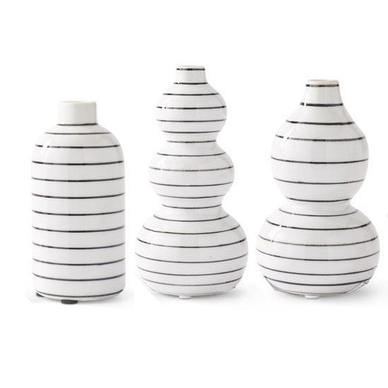 Porcelain White and Black Striped Budvases