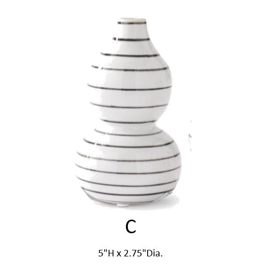 Porcelain White and Black Striped Budvase (C)