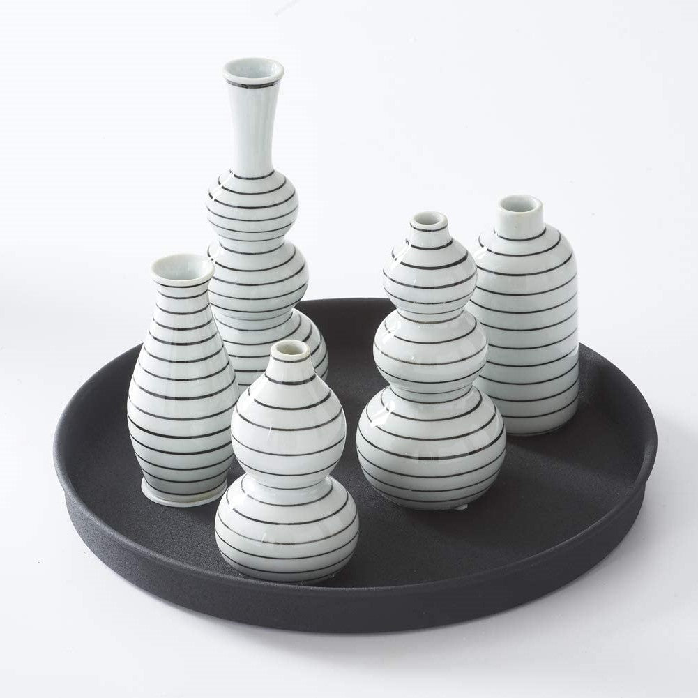 Porcelain White and Black Striped Budvase (C)