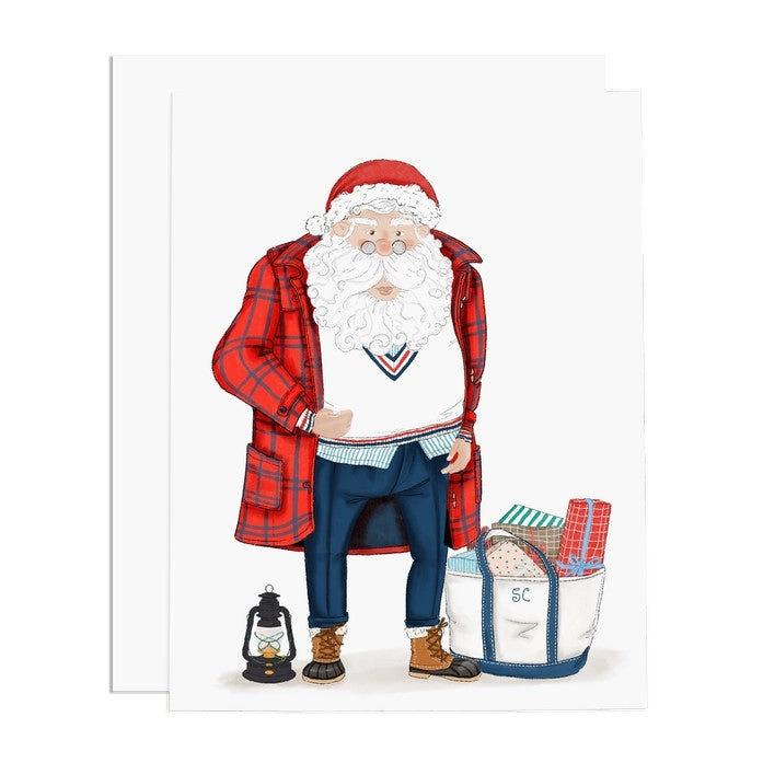 Preppy Santa Christmas Holiday Greeting Card