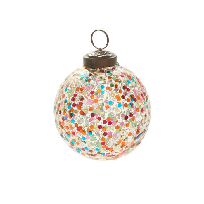 Glass Confetti Rainbow Glitter Christmas Tree Ornament (Large, Set of 6)