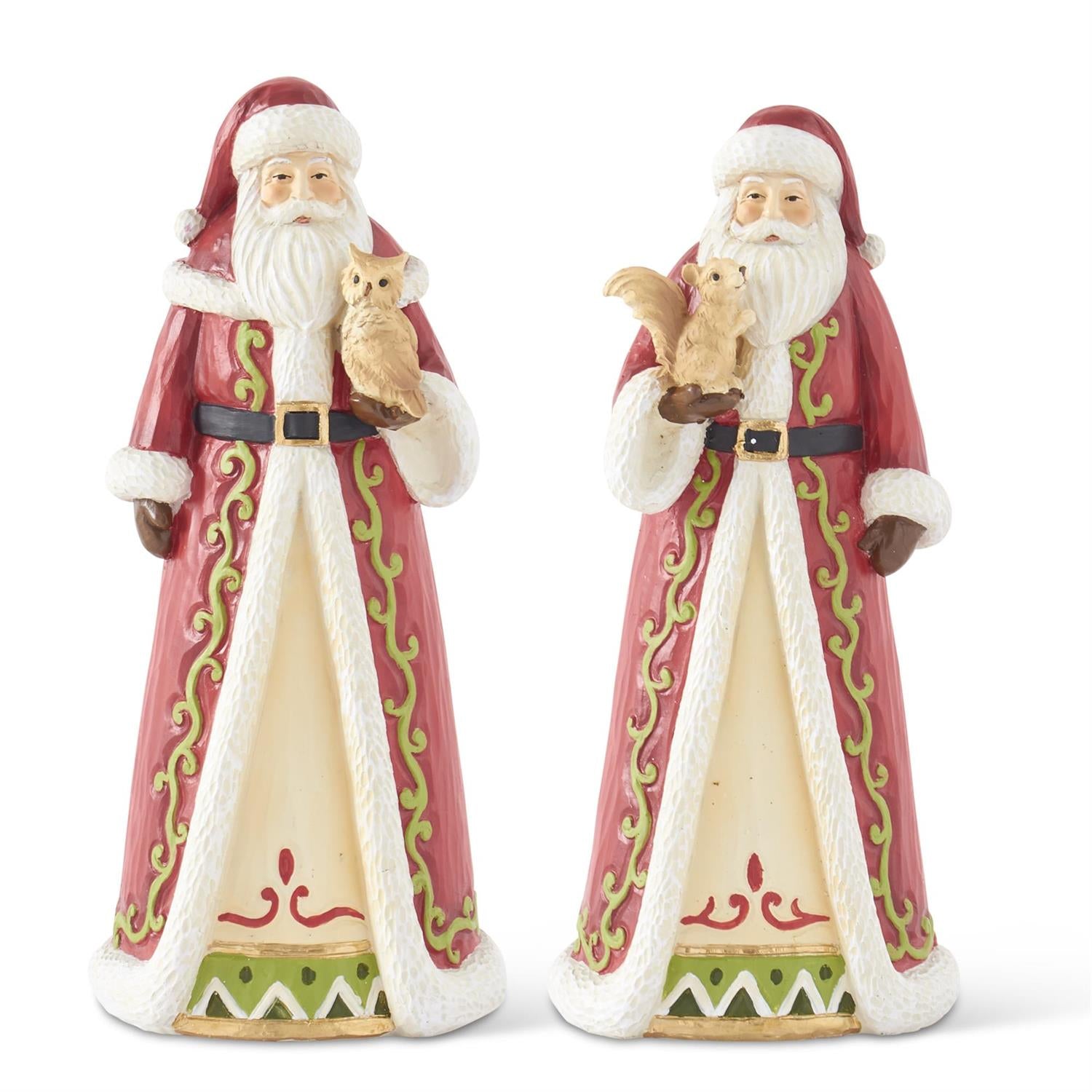 Red, Cream & Green Woodland Santas (set of 2)