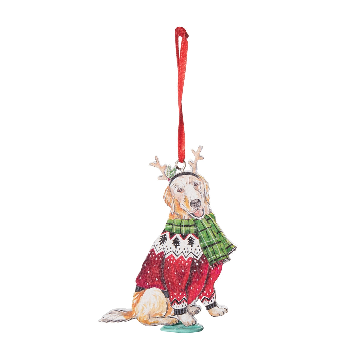 Reindeer Golden Retriever Dog Christmas Tree Ornament