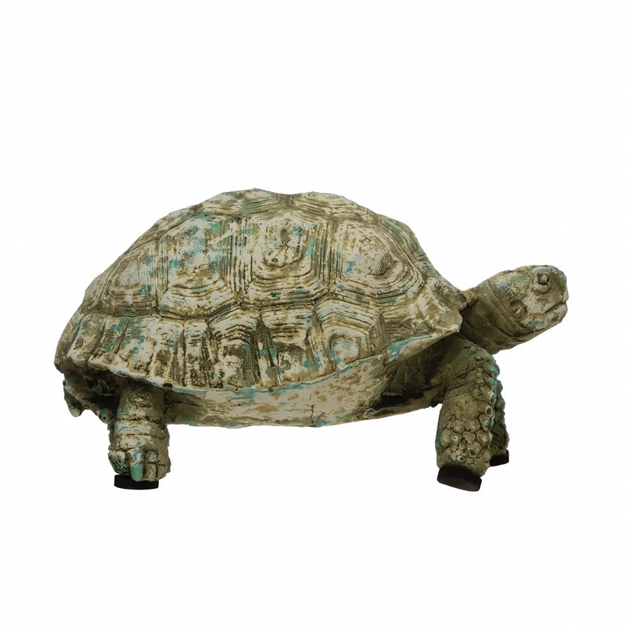 Distressed Verdigris Turtle Statue