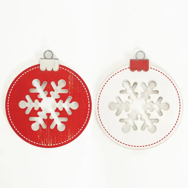 Reversible Wood Cutout Snowflake Christmas Tree Ornament