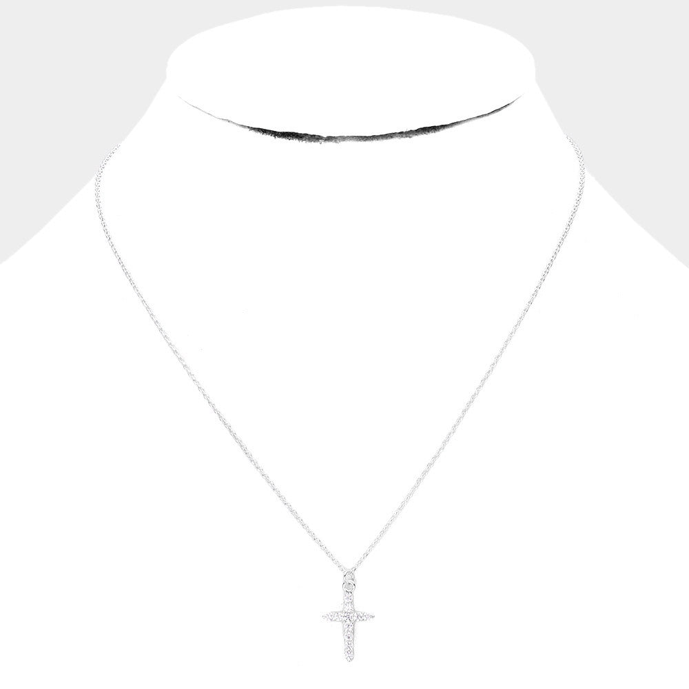 Rhinestone Cross Pendant Necklace | Vivacommerce