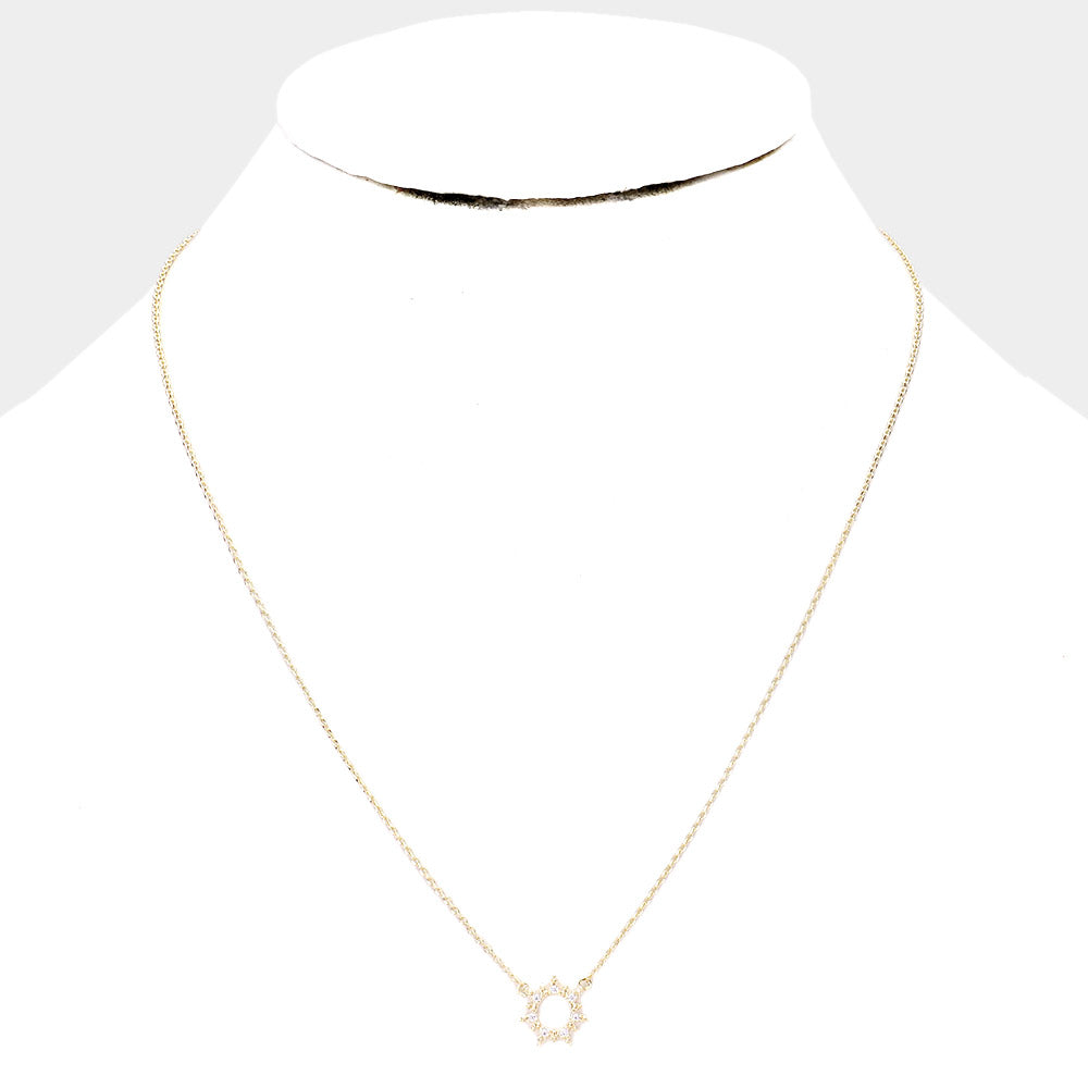 Metal Sun Pendant Necklace (assorted finishes)