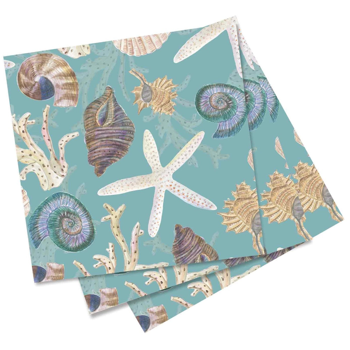 Seashell Treasures Paper Cocktail Napkins – 20 Per Package