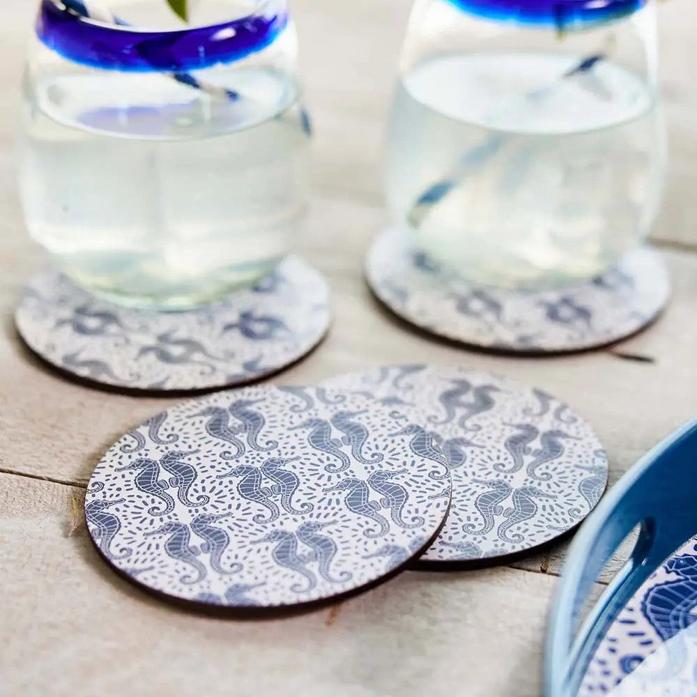 Seahorse Round Coasters, Set of 4