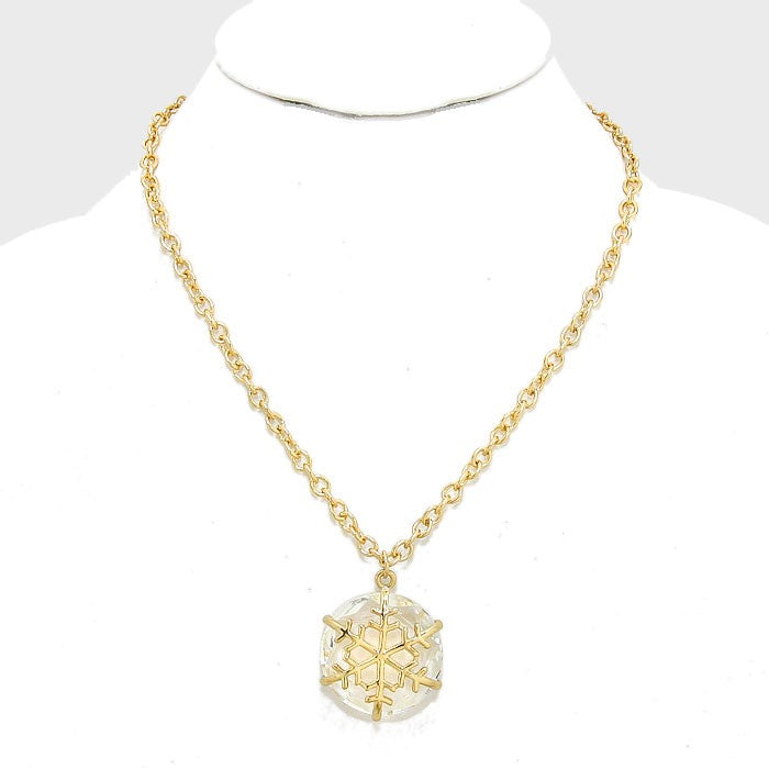 Layered Snowflake Pendant Necklace