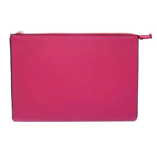 Faux Leather Clutch Bag Purse (Fuchsia)