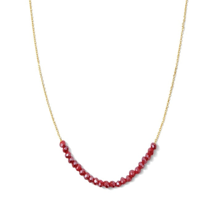 Delicate Crystal Accented Gold Necklace (Cranberry)