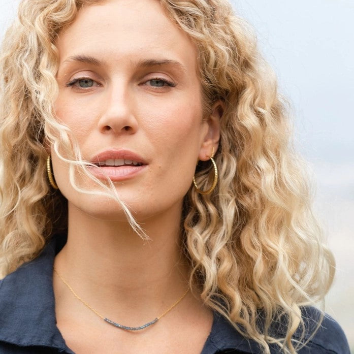 Delicate Crystal Accented Gold Necklace (Cranberry)