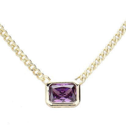 Rectangular Cubic Zirconia Pendant Necklace