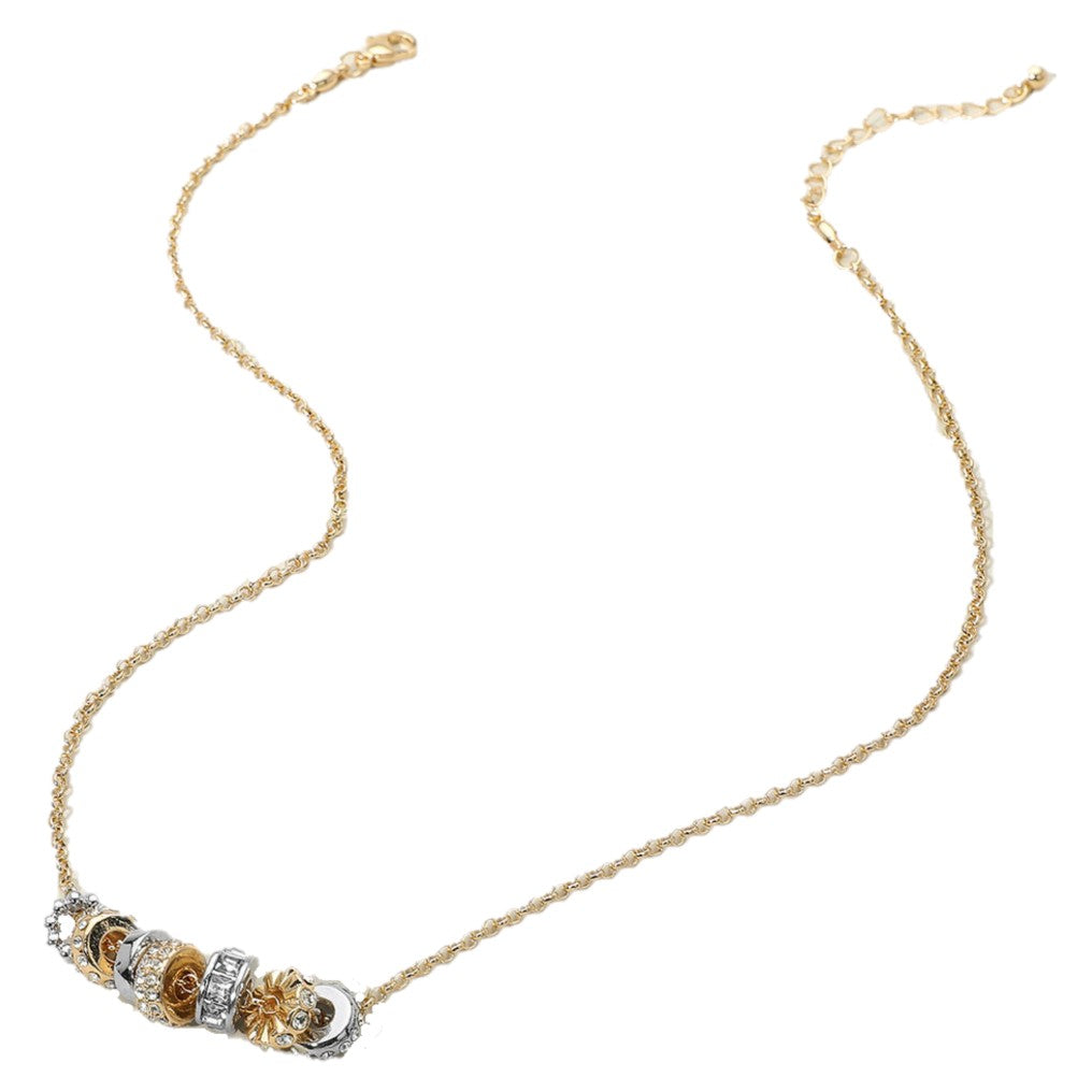 Pave Multi Ring Charm Pendant Necklace