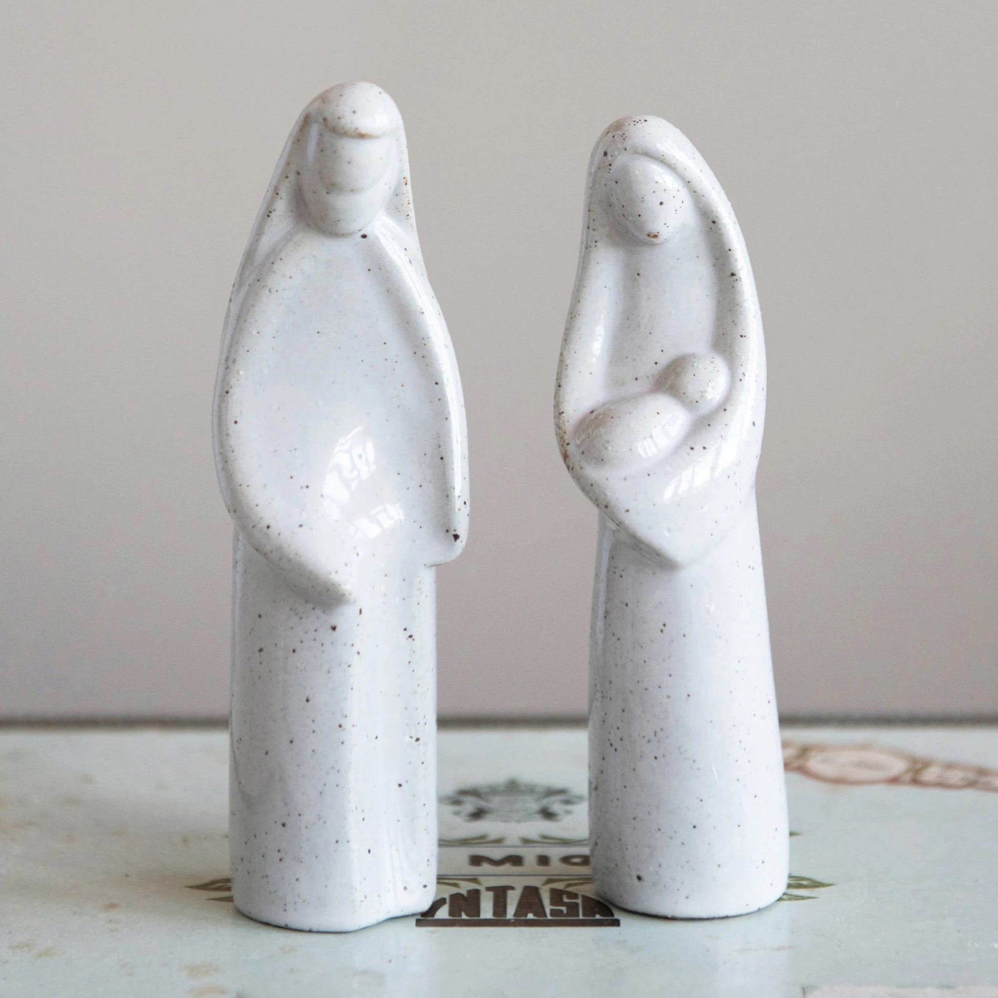 Stoneware Holy Family, Set of 2