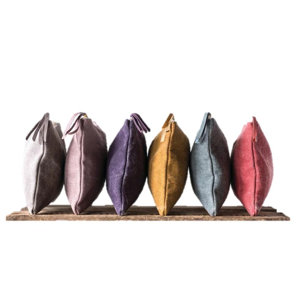 Stonewashed Canvas with Leather Tassel Zippered Bag (assorted colors)