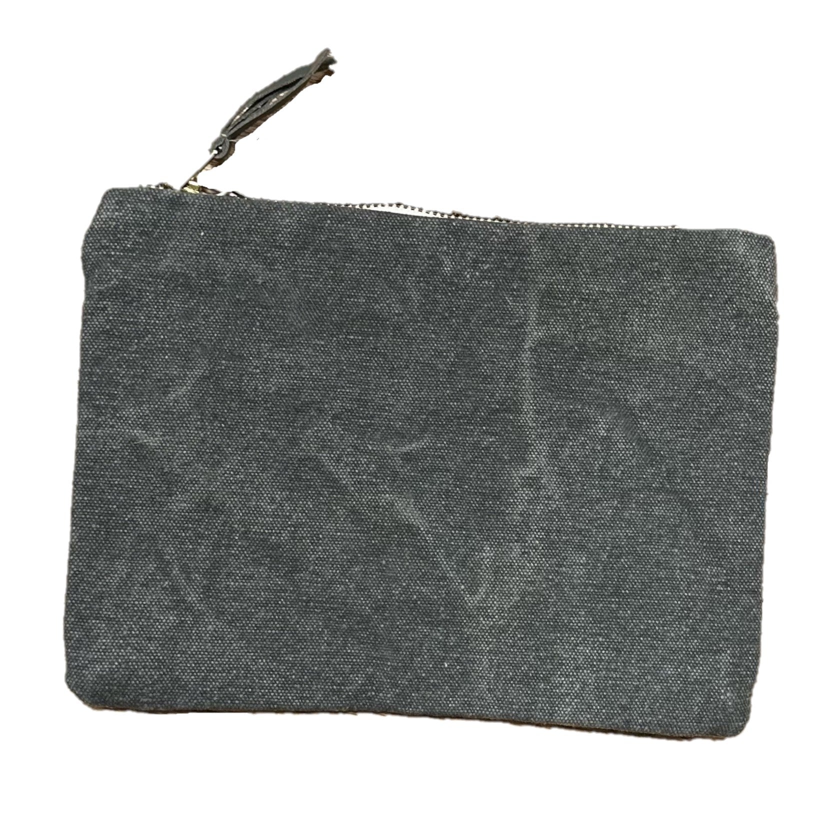 Stonewashed Canvas with Leather Tassel Zippered Bag (assorted colors)