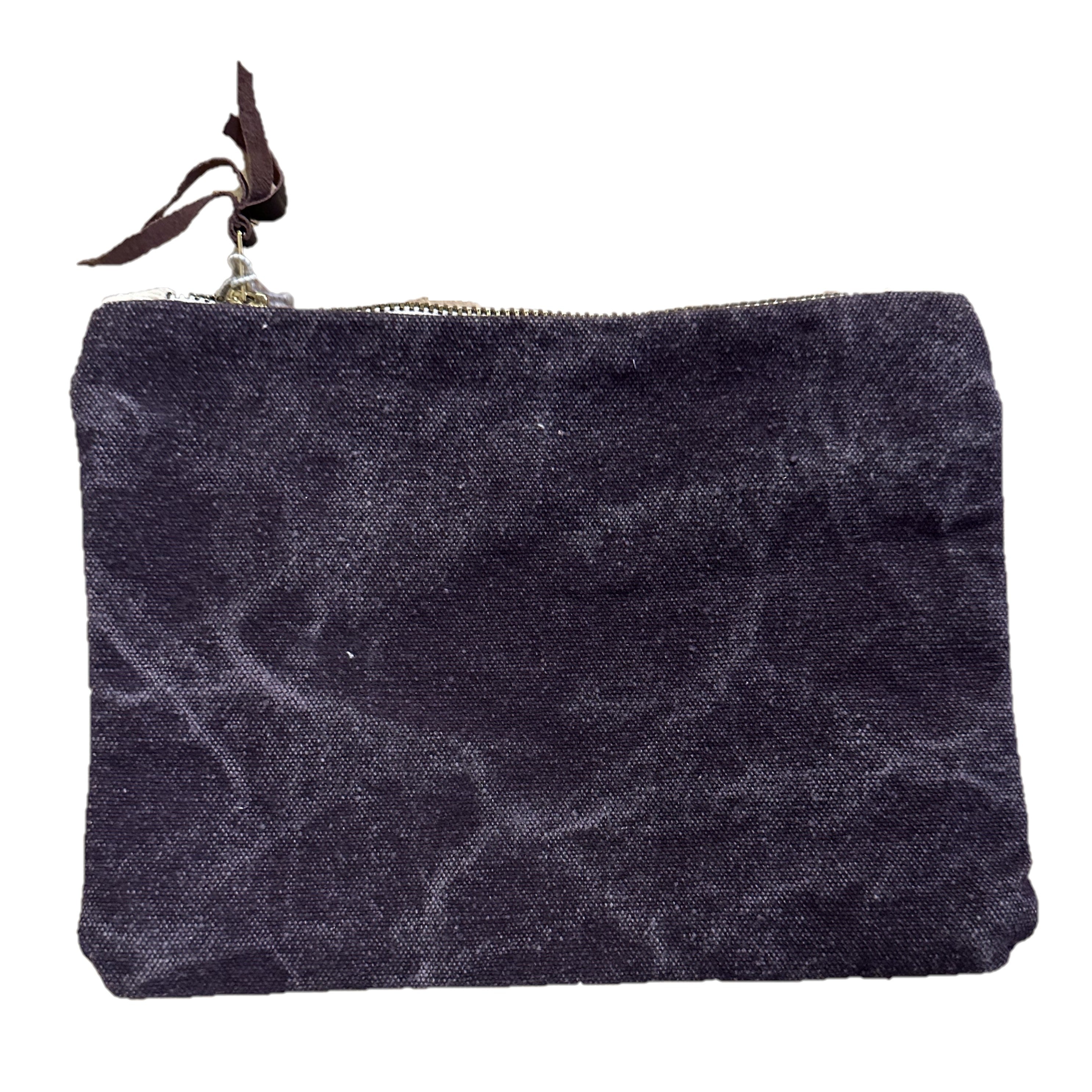 Stonewashed Canvas with Leather Tassel Zippered Bag (assorted colors)