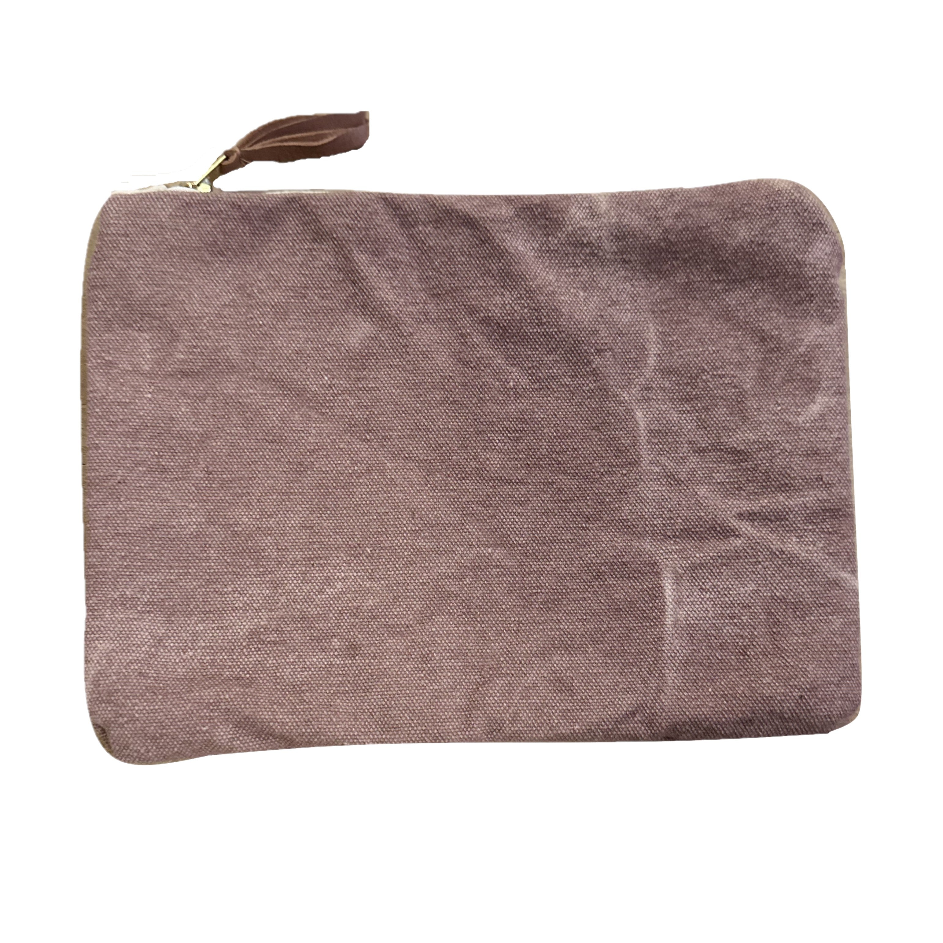 Stonewashed Canvas with Leather Tassel Zippered Bag (assorted colors)