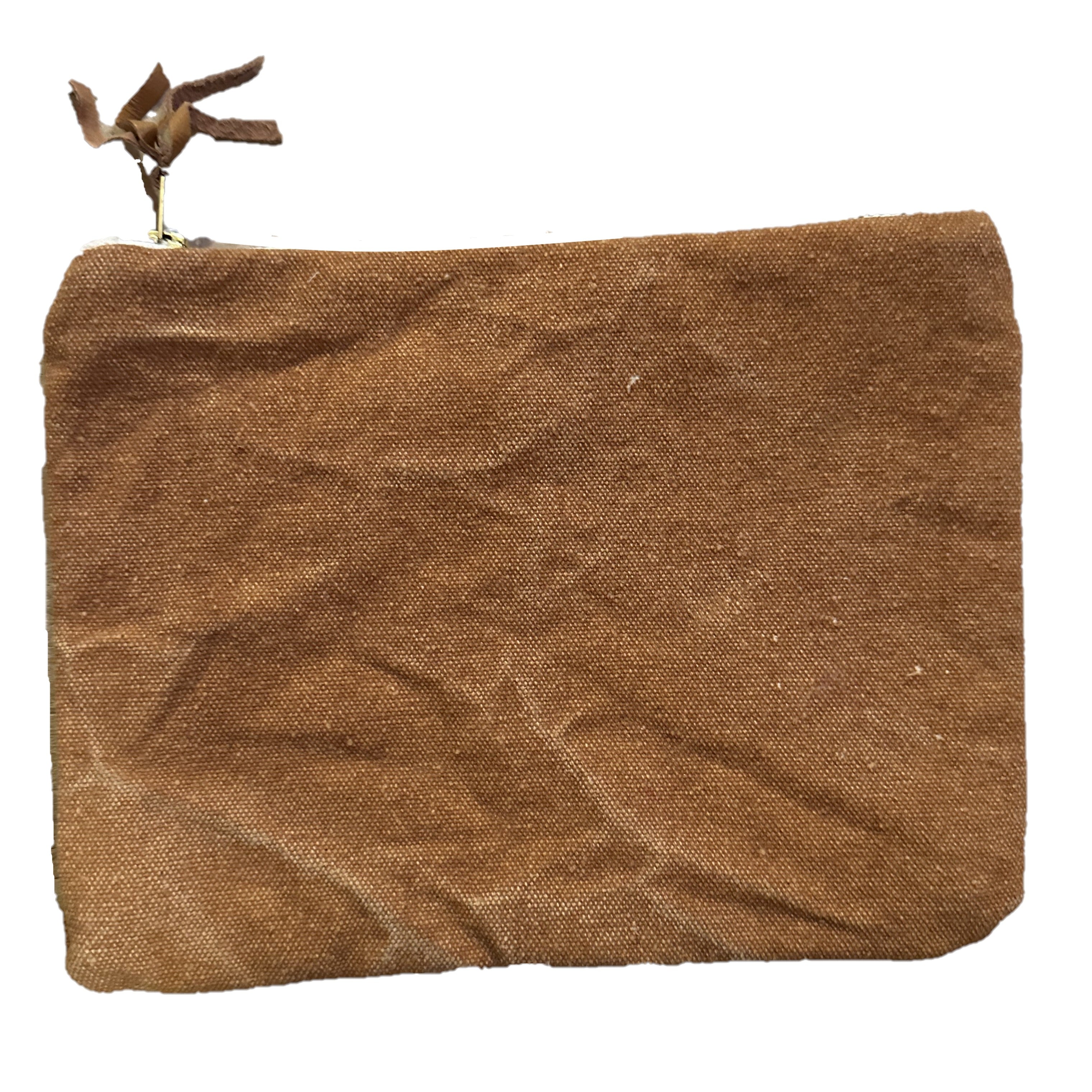 Stonewashed Canvas with Leather Tassel Zippered Bag (assorted colors)