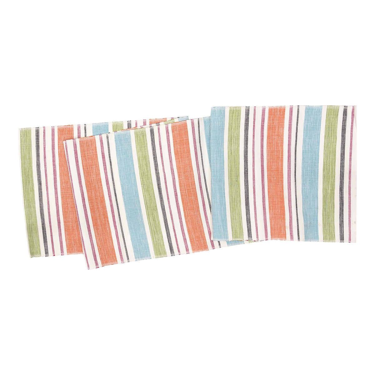 Orange, Blue, Green Striped Table Runner