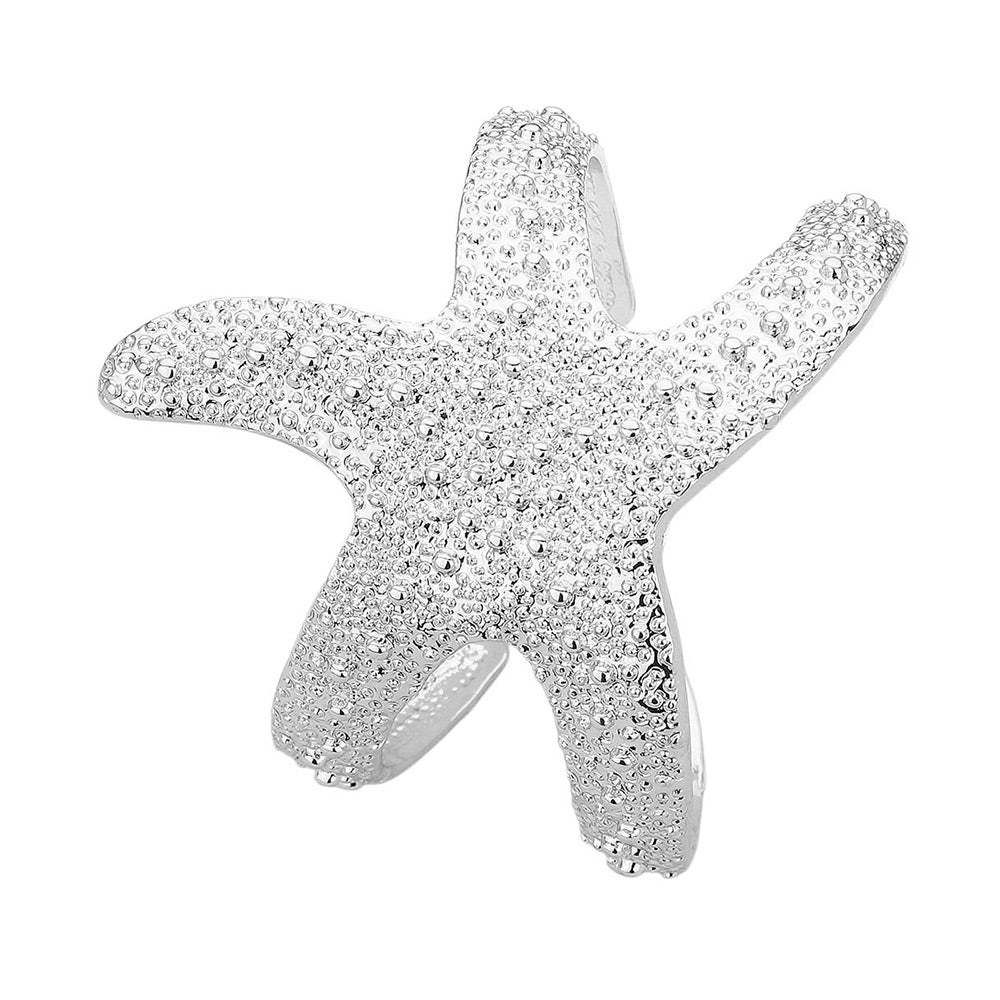 Textured Metal Starfish Wrap Cuff Bracelet (assorted colors)