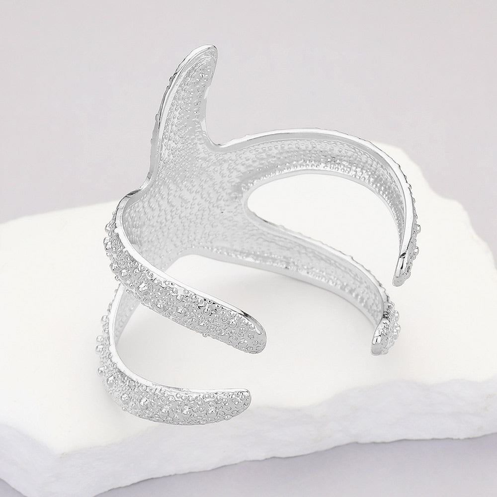 Textured Metal Starfish Wrap Cuff Bracelet (assorted colors)