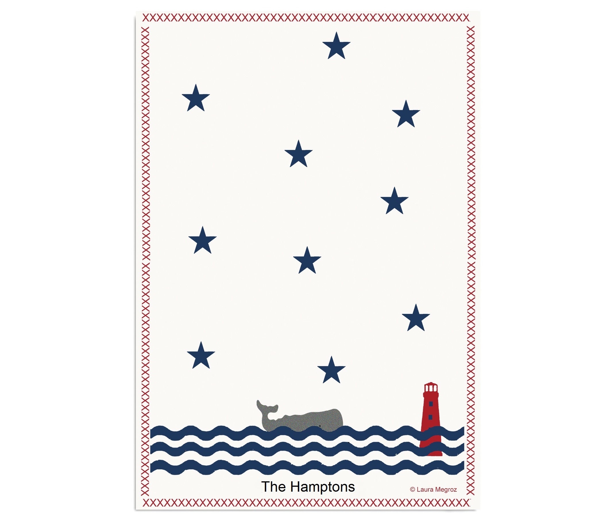 The Hamptons Whale Lighthouse Kitchen Towel