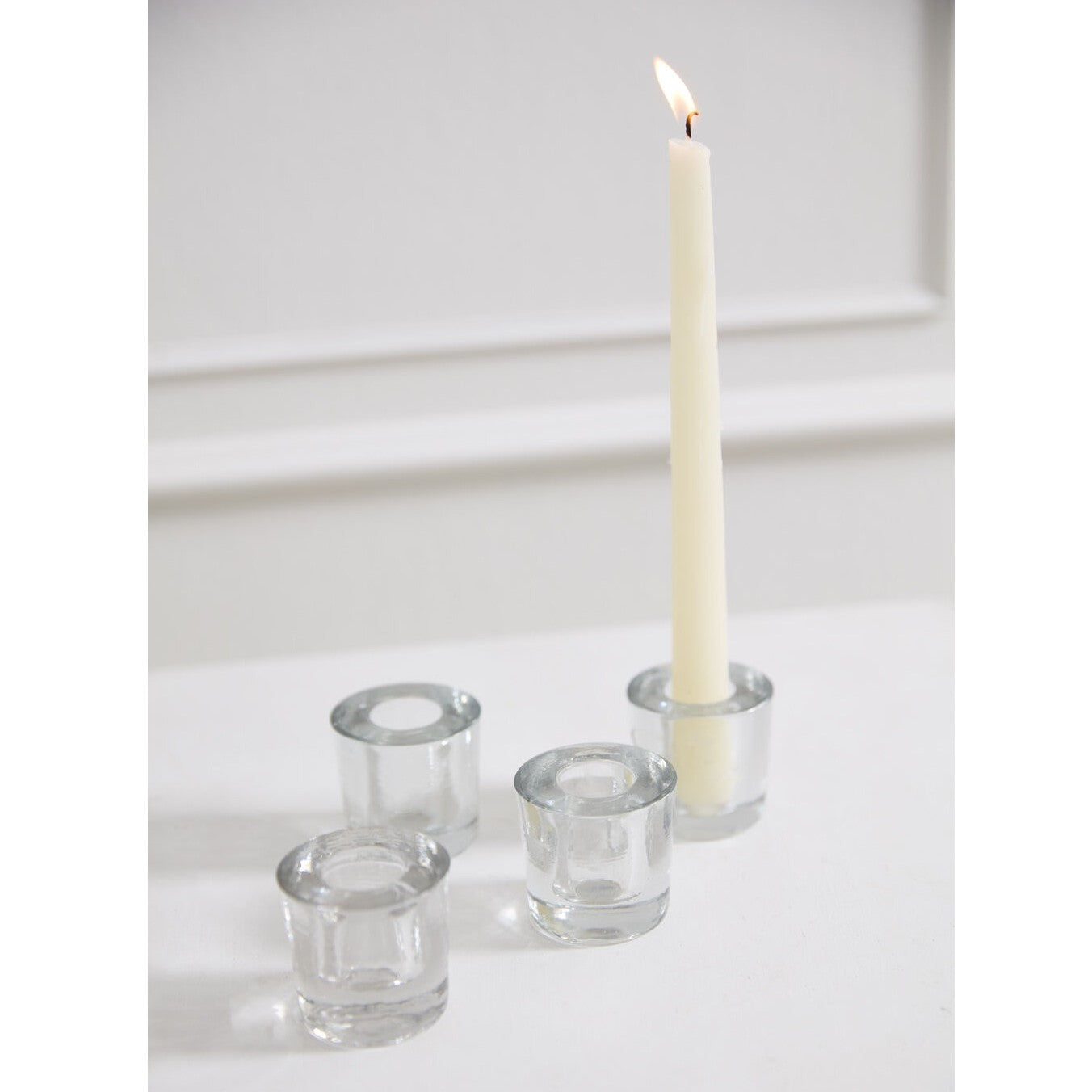 Clear Glass Token Taper Candleholder (Set of 4)