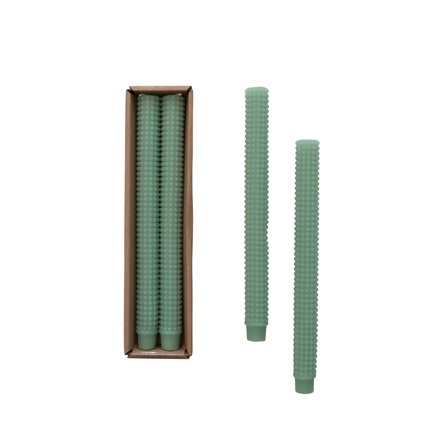 Unscented Hobnail Taper Candles in Box, Set of 2 (Sea Green , Mint)