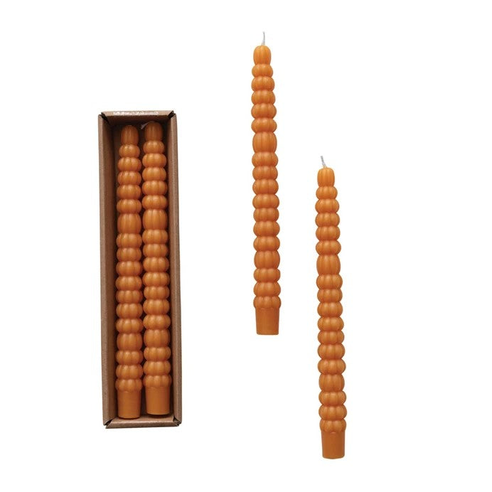 Orange Pumpkin Shaped Taper Candles in Box (Set of 2)