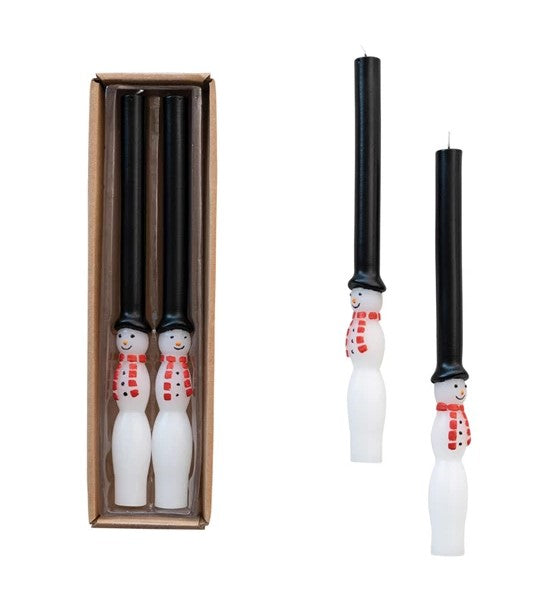 Snowman Taper Candles (Set of 2)