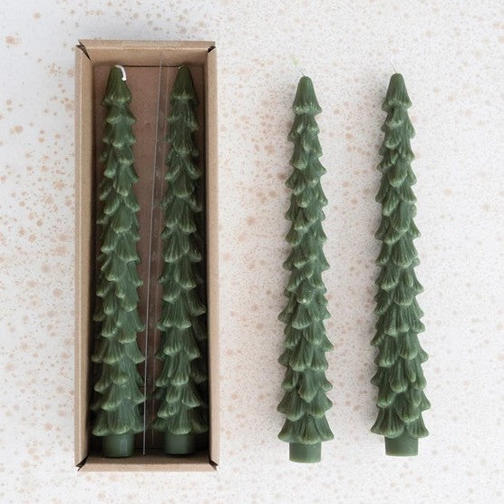 Tree Shaped Taper Candles, Set of 2 (Evergreen)