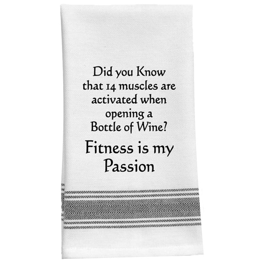 Bottle of Wine? Fitness is my Passion - Kitchen Tea Bar Towel