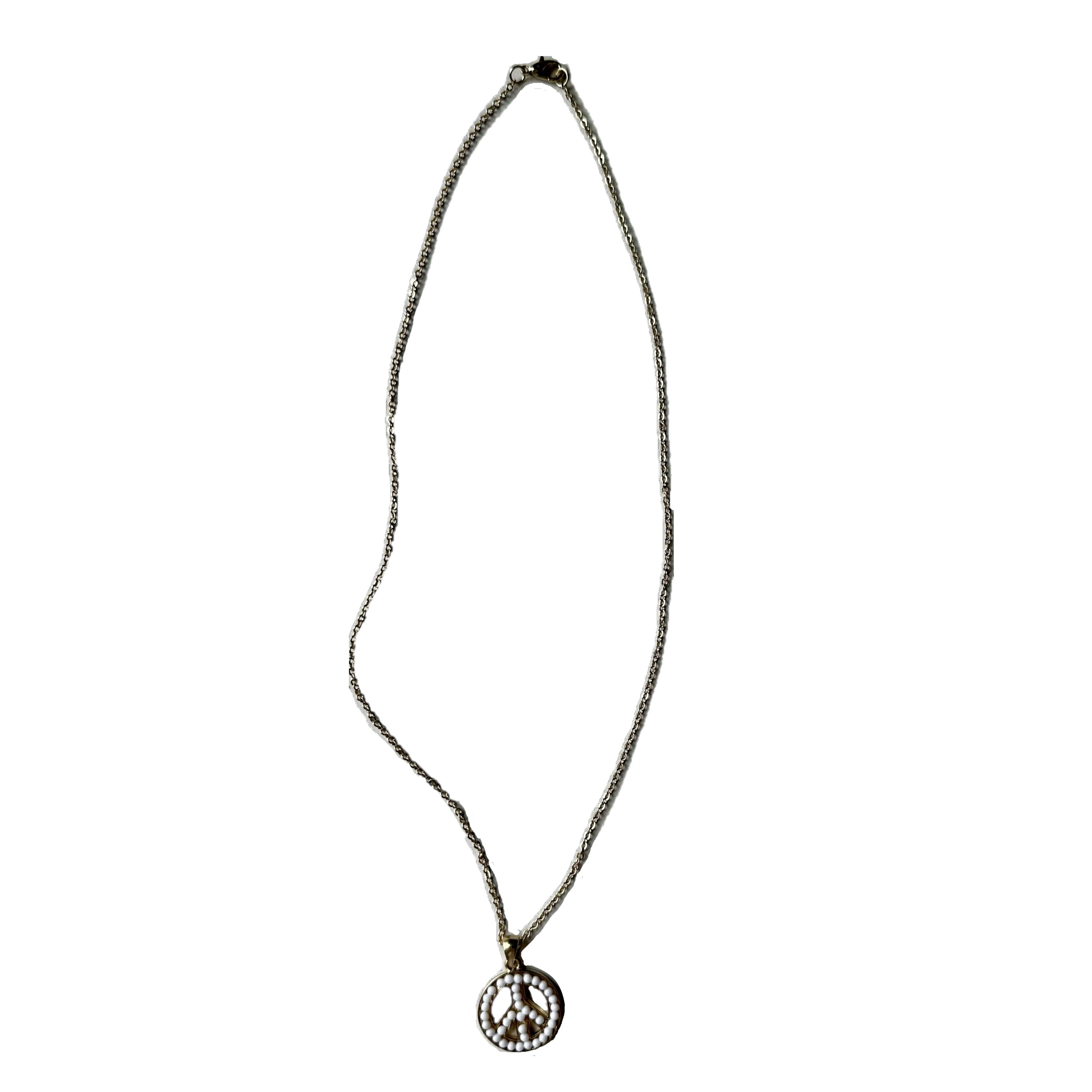 Beaded Peace Pendant Necklace - Assorted Colors