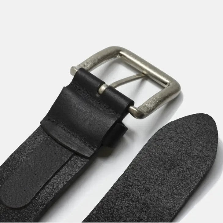 Wide Black Leather on Steel Buckle Belt (assorted sizes)