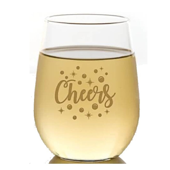 Gold Cheers Stemless Shatterproof Wine Glasses (Set of 4)