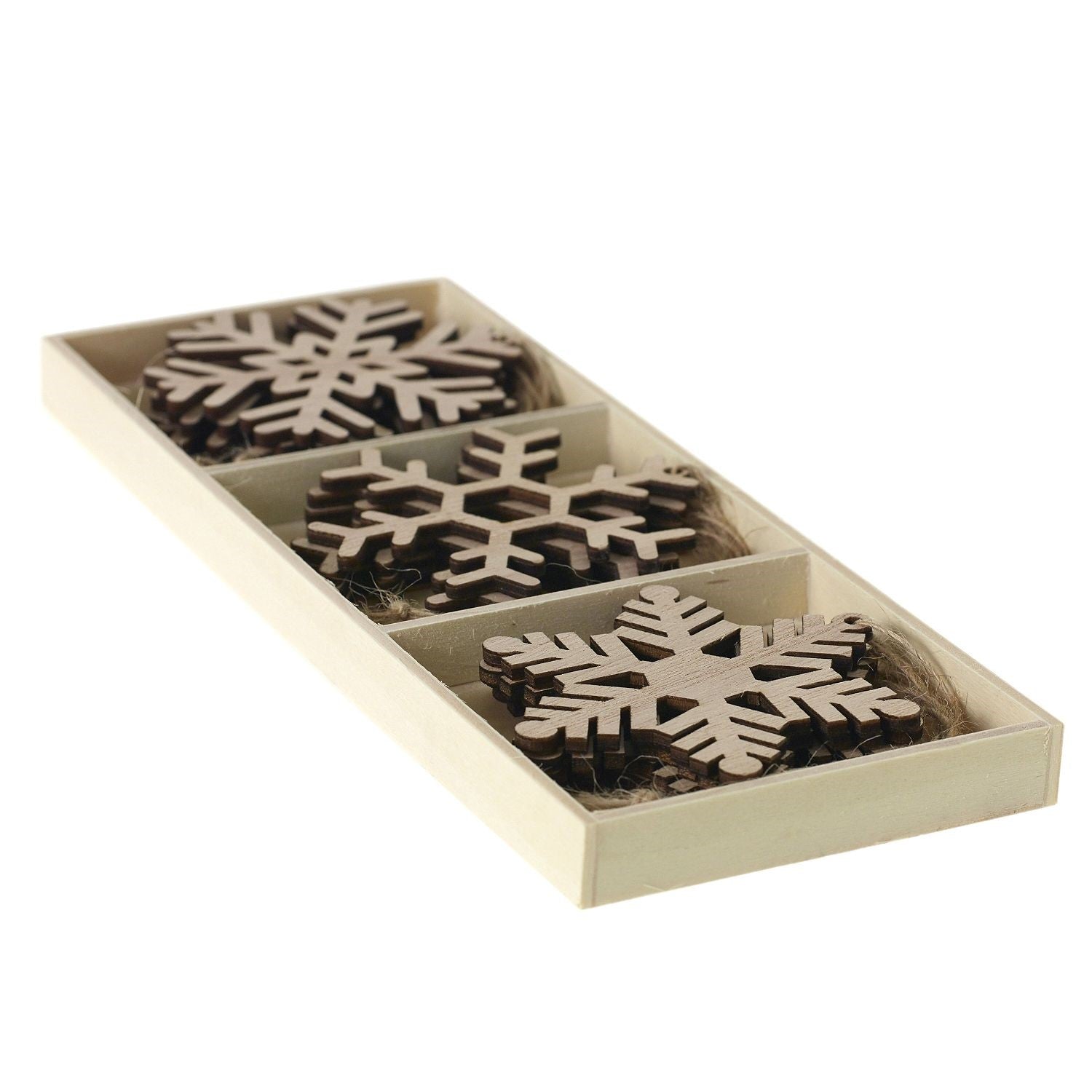 Wood Snowflake Christmas Tree Ornament (Set of 12)