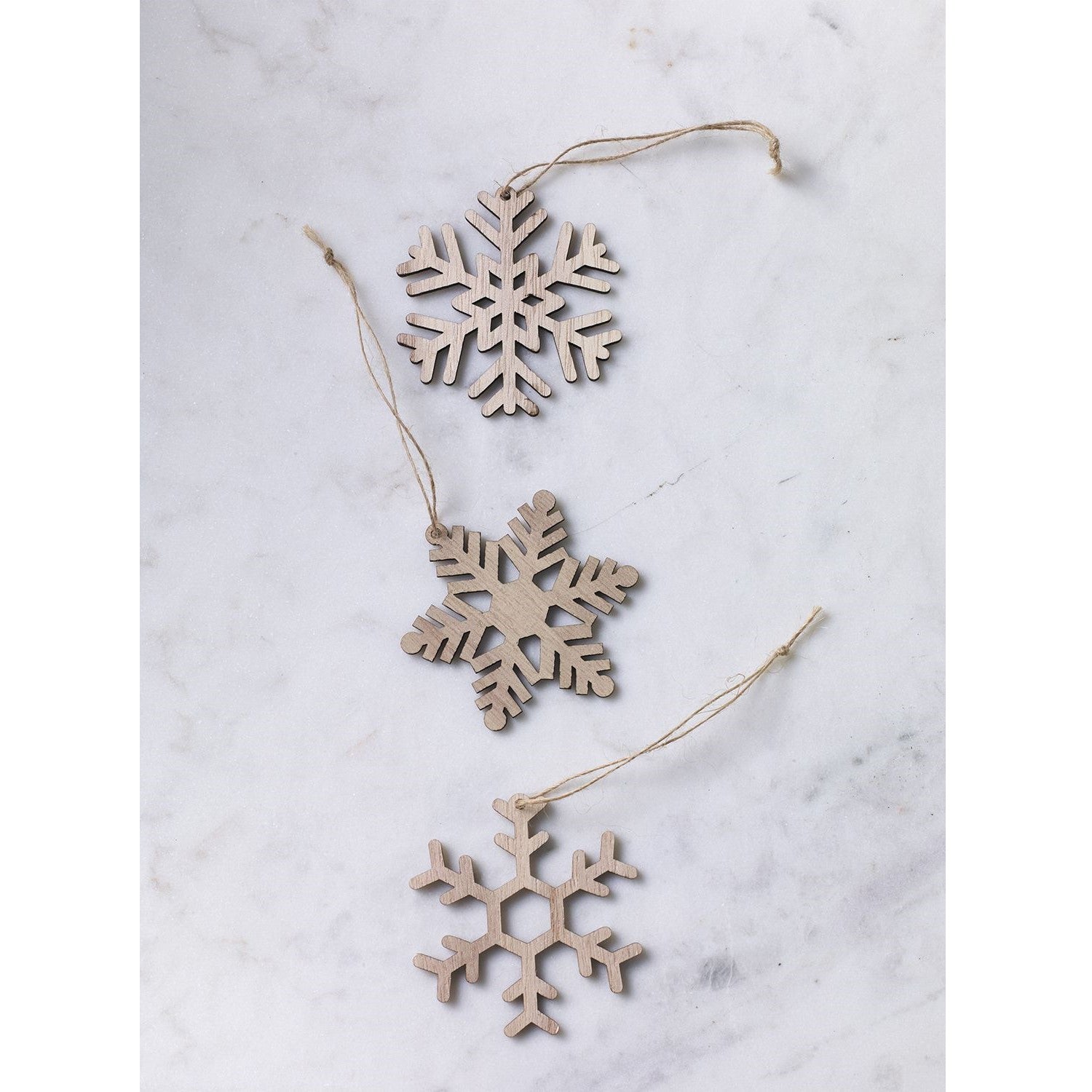 Wood Snowflake Christmas Tree Ornament (Set of 12)