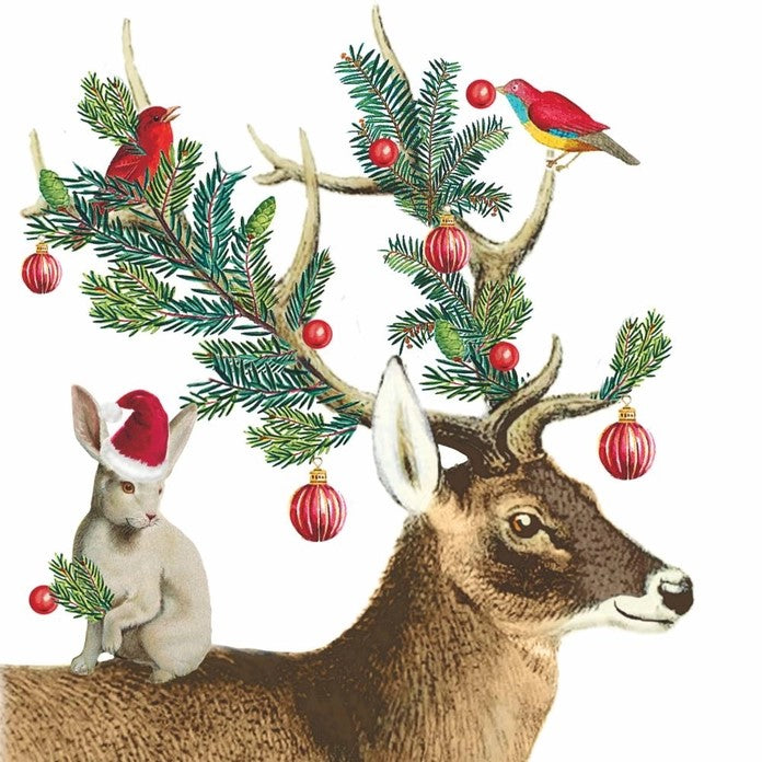 Christmas Xmas Buddies Reindeer Paper Cocktail Beverage Napkins – 20 Per Package